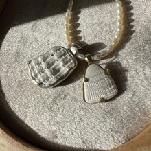 Load image into Gallery viewer, Touchstone Pendant Necklace: Pearl and silver plated chain with white shell pendants
